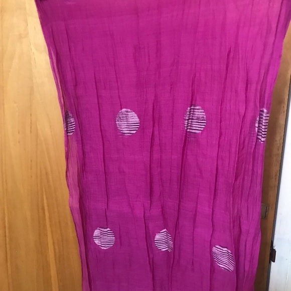 Eileen Fisher Handwoven Organic Cotton Silk Jamdani Scarf Pink Lightweight Boho - Picture 6 of 12